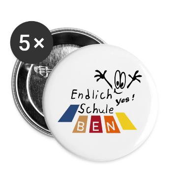endlich Schule Ben - Buttons groß 56 mm (5er Pack) - Weiß - Vorne