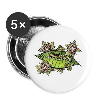 Leaf Bloom Raupengarten - Buttons groß 56 mm (5er Pack) - Weiß - Vorne