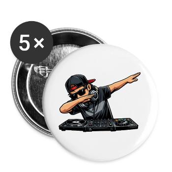 Dabbing DJ - Buttons groß 56 mm (5er Pack) - Weiß - Vorne