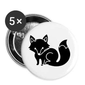 Fuchs Silhouette – Waldtier Minimal Motiv - Buttons groß 56 mm (5er Pack) - Weiß - Vorne
