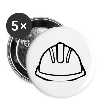Bauhelm schwarz Bauherr Richtfest Geschenk Einzug - Buttons groß 56 mm (5er Pack) - Weiß - Vorne