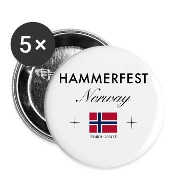 Hammerfest Norway Coordinates Travel Souvenir - Buttons large 2.2''/56 mm (5-pack) - white - Front