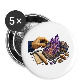 Geologie und violette Geoden - Buttons groß 56 mm (5er Pack) - Weiß - Vorne