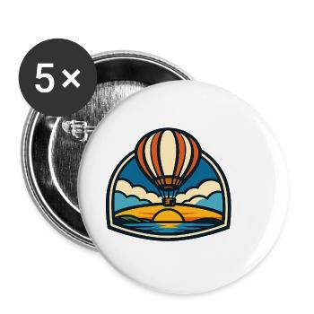 Sonnenaufgang Ballon über Meer - Buttons groß 56 mm (5er Pack) - Weiß - Vorne