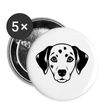Dalmatiner - Buttons groß 56 mm (5er Pack) - Weiß - Vorne