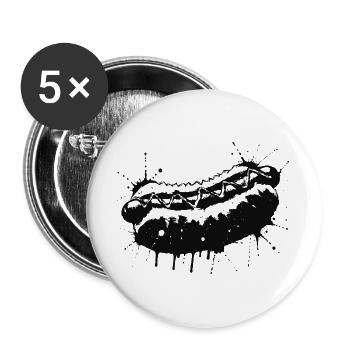 Hot Dog Ink Splash & Splash Black - Buttons groß 56 mm (5er Pack) - Weiß - Vorne