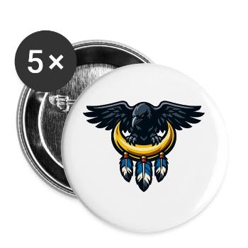 Nachtadler über Mondkrescent - Buttons groß 56 mm (5er Pack) - Weiß - Vorne