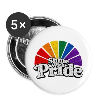 Shine With Pride LGBTQ Statement Retro CSD Fan - Buttons groß 56 mm (5er Pack) - Weiß - Vorne