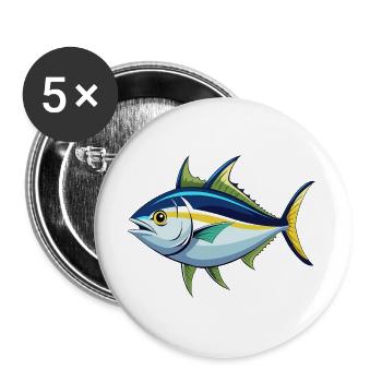 Tuna fish - Buttons large 2.2''/56 mm (5-pack) - white - Front