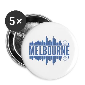 Melbourne Skyline Design Blue - Buttons large 2.2''/56 mm (5-pack) - white - Front