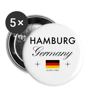 Hambourg, Allemagne, coordonne le souvenir de voyage - Lot de 5 grands badges (56 mm) - blanc - Devant
