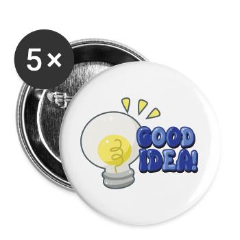 Good Idea Light Bulb Comic - Buttons large 2.2''/56 mm (5-pack) - white - Front