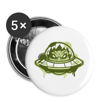 Alien Ufo Graffiti Logo - Buttons large 2.2''/56 mm (5-pack) - white - Front