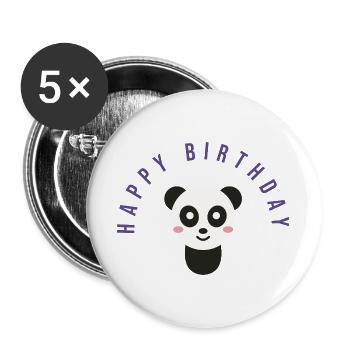 HAPPY BIRTHDAY. HAPPY BIRTHDAY. ANNIVERSARY. - Buttons large 2.2''/56 mm (5-pack) - white - Front