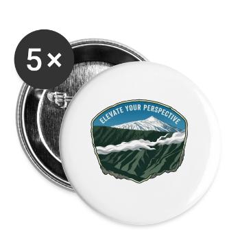 Illustration de montagne sous la forme d’un emblème avec des nuages - Lot de 5 grands badges (56 mm) - blanc - Devant