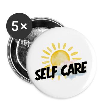 Selbstfürsorge Sonne – Sanfter Optimismus - Buttons groß 56 mm (5er Pack) - Weiß - Vorne
