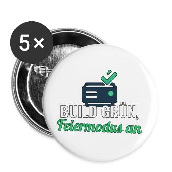 Release‑Shirt für Devs – Build grün, Feier an - Buttons groß 56 mm (5er Pack) - Weiß - Vorne