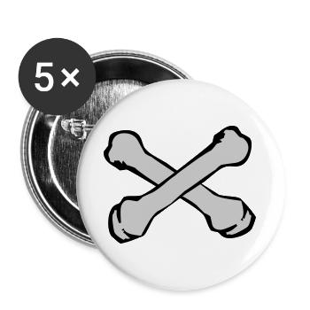 Kreuzende Knochen Silhouette - Buttons groß 56 mm (5er Pack) - Weiß - Vorne