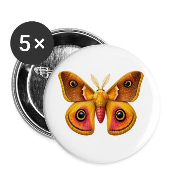 Kaiser Moth Saturnia pavonia Cartoon-Stil - Buttons groß 56 mm (5er Pack) - Weiß - Vorne