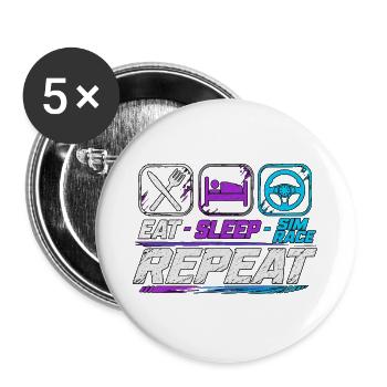 Eat sleep sim race repeat for sim racing fans - Buttons large 2.2''/56 mm (5-pack) - white - Front