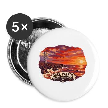 Retro Küstenwache Abendpatrouille - Buttons groß 56 mm (5er Pack) - Weiß - Vorne