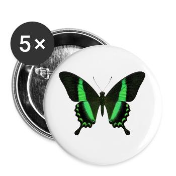 Smaragdschwalbenschwanz Papilio palinurus Schmetterling - Buttons groß 56 mm (5er Pack) - Weiß - Vorne