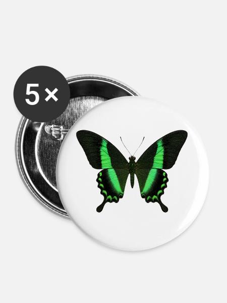 Smaragdschwalbenschwanz Papilio palinurus Schmetterling - Buttons groß 56 mm (5er Pack) - Weiß