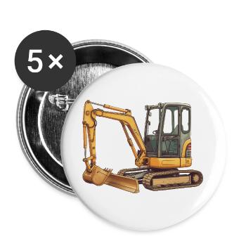 Bagger Landschaftsbau – Gartenbau & Baumaschi - Buttons groß 56 mm (5er Pack) - Weiß - Vorne