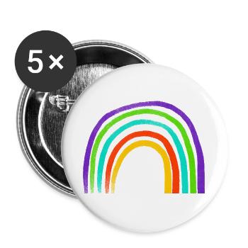 Regenbogen Pinselstrich Bogen - Buttons groß 56 mm (5er Pack) - Weiß - Vorne