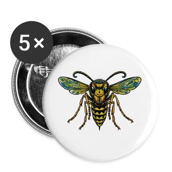 Wespe im Farbenklang - Buttons groß 56 mm (5er Pack) - Weiß - Vorne