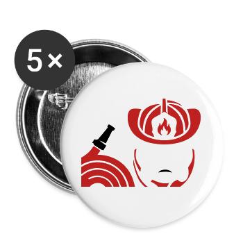 Feuerwehrhelm Schlauch Icon - Buttons groß 56 mm (5er Pack) - Weiß - Vorne