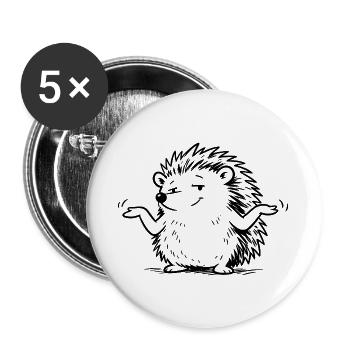 Igel Schulterzucken Geste - Buttons groß 56 mm (5er Pack) - Weiß - Vorne