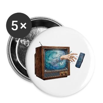Surreale Ocean Wave Vintage-TV-Grafik | Ästhetik - Buttons groß 56 mm (5er Pack) - Weiß - Vorne