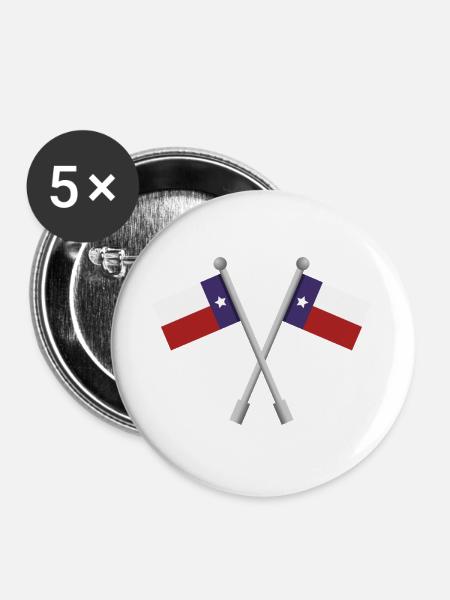 Texas-Flagge - Buttons groß 56 mm (5er Pack) - Weiß