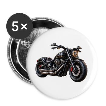 Schwarzer Custom Cruiser - Buttons groß 56 mm (5er Pack) - Weiß - Vorne