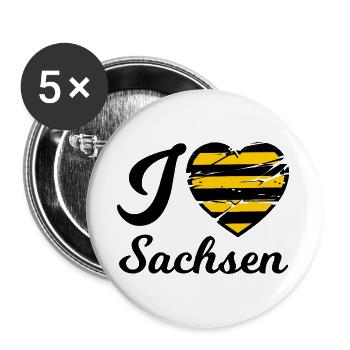 Gebrochenes Sachsen Gelbherz im Streifenstil - Buttons groß 56 mm (5er Pack) - Weiß - Vorne