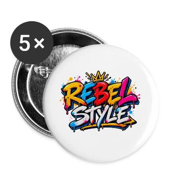 Graffiti REBELLEN-STIL-Kunst - Buttons groß 56 mm (5er Pack) - Weiß - Vorne