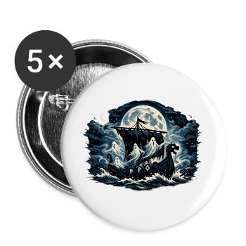 Mondnacht Geisterschiff - Buttons groß 56 mm (5er Pack) - Weiß - Vorne