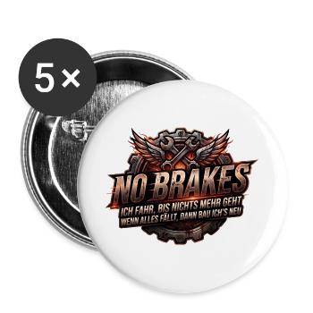 No Brakes – Flammen - Buttons groß 56 mm (5er Pack) - Weiß - Vorne