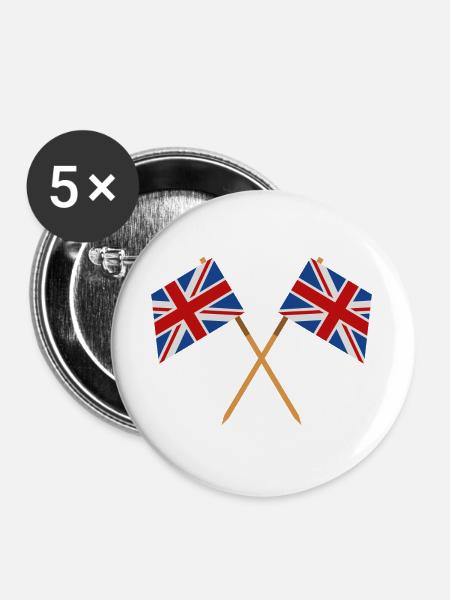 Flagge Großbritanniens - Buttons groß 56 mm (5er Pack) - Weiß