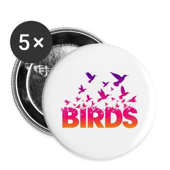 Vögel  - Buttons groß 56 mm (5er Pack) - Weiß - Vorne