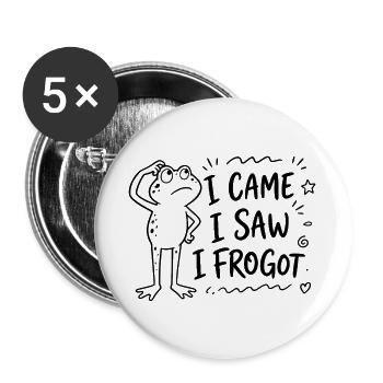 Frosch - I came I saw I frogot - Spruch lustig - Buttons groß 56 mm (5er Pack) - Weiß - Vorne