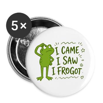 Frosch - I came I saw I frogot why I came - Buttons groß 56 mm (5er Pack) - Weiß - Vorne