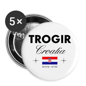 Trogir Kroatien Koordinaten Reise Souvenir - Buttons groß 56 mm (5er Pack) - Weiß - Vorne