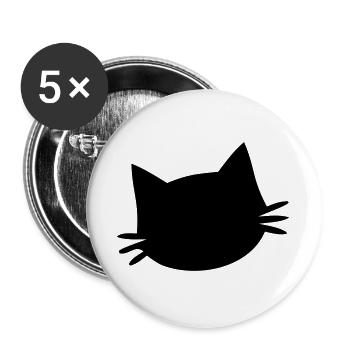 Katzenkopf Silhouette Icon - Buttons groß 56 mm (5er Pack) - Weiß - Vorne