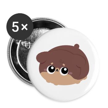 Schläfriger brauner Rottweiler-Plüsch - Buttons groß 56 mm (5er Pack) - Weiß - Vorne