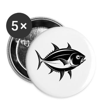 Thunfisch - Buttons groß 56 mm (5er Pack) - Weiß - Vorne
