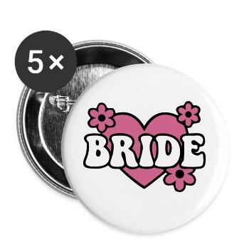 Bride Herz Blumen Logo - Buttons groß 56 mm (5er Pack) - Weiß - Vorne