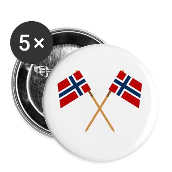 Norwegische Flagge - Buttons groß 56 mm (5er Pack) - Weiß - Vorne