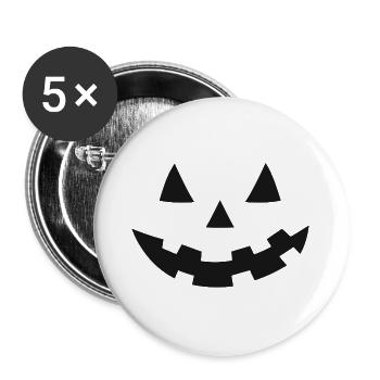 Pumkin-Gesicht - Buttons groß 56 mm (5er Pack) - Weiß - Vorne